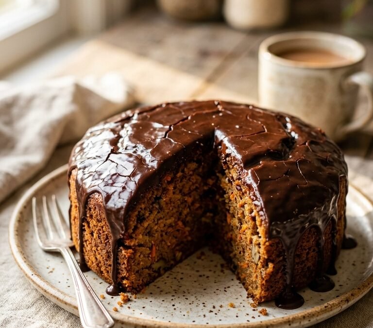 Bolo de Cenoura com Cobertura de Chocolate Crocante